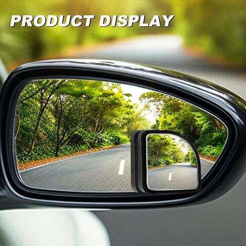 2PCS Fan Shaped Blind Spot Mirrors for Cars, 360 Degree Convex Wide Angle Rear View Mirror, Adhesive HD Glass Side Mirror, Universal Auxiliary Safety Parking Mirror for Cars SUVs Trucks (Black) in Saudi Arabia
