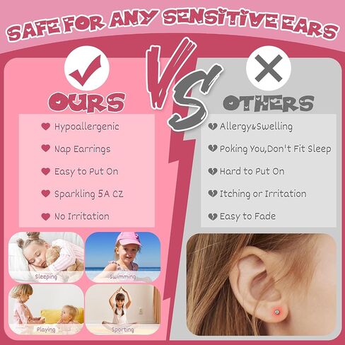 Jstyle Hypoallergenic Earrings for Girls Women Surgical Stainlee Steel Earrings for Sensitive Ears Screw Back Earrings Set Cute Hoop Earrings for Girls Kids Earrings Toddler Earrings Jewelry for Teen Girls in Saudi Arabia