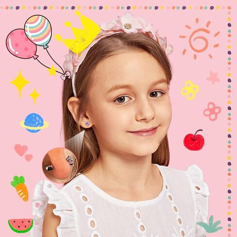 Jstyle Hypoallergenic Earrings for Girls Women Surgical Stainlee Steel Earrings for Sensitive Ears Screw Back Earrings Set Cute Hoop Earrings for Girls Kids Earrings Toddler Earrings Jewelry for Teen Girls in Saudi Arabia