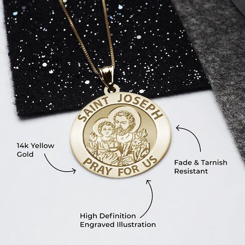 Picturesongold.com Saint Joseph الميدالية الدينية - في الفضة الاسترليني و 10K أو 14K الذهب in Kuwait