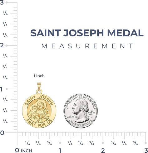 Picturesongold.com Saint Joseph الميدالية الدينية - في الفضة الاسترليني و 10K أو 14K الذهب in Kuwait