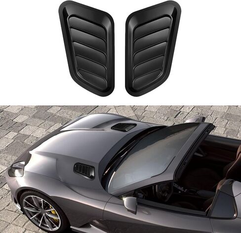 2PCS Hood Air Vents for Car, Engine Hood Vent Trim Cover, Decorative Intake Scoop Turbo Bonnet Vent Cover, Car Parts Bonnet Vent Hood Air Intake Trim Universal for Vehicles (Black) in Kuwait