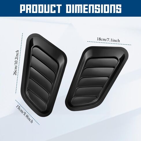 2PCS Hood Air Vents for Car, Engine Hood Vent Trim Cover, Decorative Intake Scoop Turbo Bonnet Vent Cover, Car Parts Bonnet Vent Hood Air Intake Trim Universal for Vehicles (Black) in Kuwait