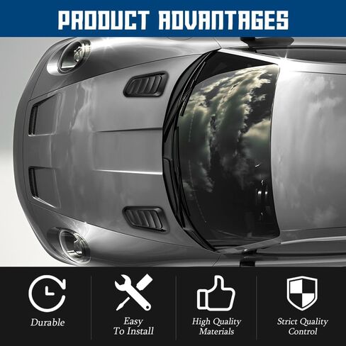 2PCS Hood Air Vents for Car, Engine Hood Vent Trim Cover, Decorative Intake Scoop Turbo Bonnet Vent Cover, Car Parts Bonnet Vent Hood Air Intake Trim Universal for Vehicles (Black) in Kuwait