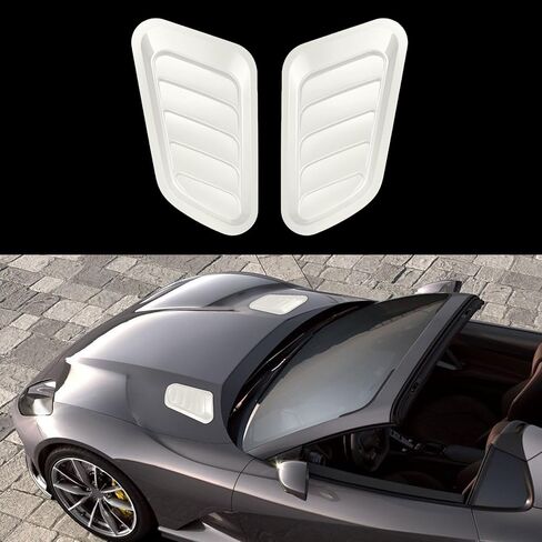 2PCS Hood Air Vents for Car, Engine Hood Vent Trim Cover, Decorative Intake Scoop Turbo Bonnet Vent Cover, Car Parts Bonnet Vent Hood Air Intake Trim Universal for Vehicles (Black) in Kuwait