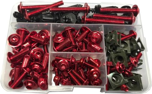 210 PCS دراجة نارية نصيحة براغي براغي أكياس الألومنيوم غسالات غسولات مسامير المكسرات لماهية ياماها كاواساكي بي إم دبليو سوزوكي هوندا الدراجة الترابية الدراجة الرياضية مروحية المقهى المتسابق ATV Scooter (الأحمر) in Kuwait