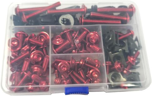 210 PCS دراجة نارية نصيحة براغي براغي أكياس الألومنيوم غسالات غسولات مسامير المكسرات لماهية ياماها كاواساكي بي إم دبليو سوزوكي هوندا الدراجة الترابية الدراجة الرياضية مروحية المقهى المتسابق ATV Scooter (الأحمر) in Kuwait