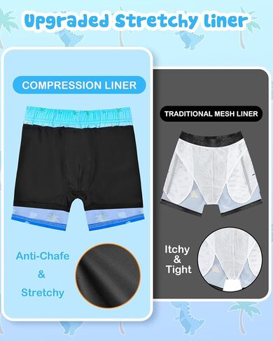 Toddler Swim Trunks with Compression Liner Quick Dry Toddler Bathing Suits Boys Swim Shorts Swimsuit Kids Swimwear in Kuwait