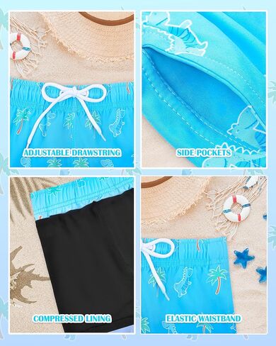 Toddler Swim Trunks with Compression Liner Quick Dry Toddler Bathing Suits Boys Swim Shorts Swimsuit Kids Swimwear in Kuwait