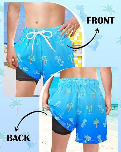 Toddler Swim Trunks with Compression Liner Quick Dry Toddler Bathing Suits Boys Swim Shorts Swimsuit Kids Swimwear in Kuwait