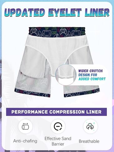 3/1 Pack Boys Swim Trunks Upf 50+ Swim Shorts Shorts Shorts with Mesh Lining Quick Dry Beachwear Swimsuit in Kuwait
