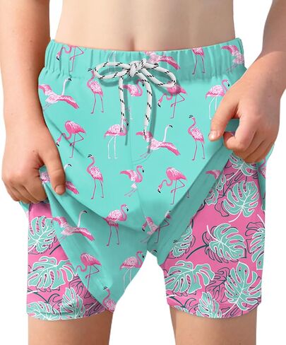 Boys Summer Beach Swim Trunks Compression Liner Adjustable Drawstring Board Shorts 6-16 Years in Saudi Arabia