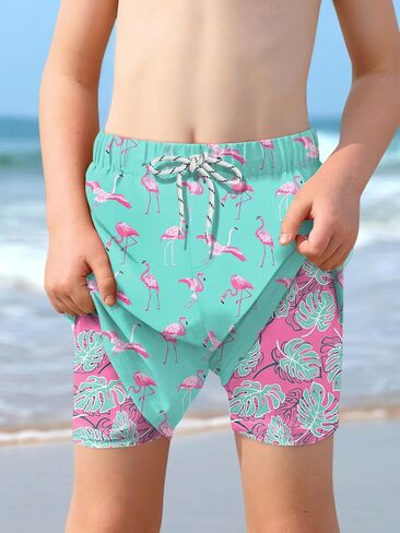 Boys Summer Beach Swim Trunks Compression Liner Adjustable Drawstring Board Shorts 6-16 Years in Saudi Arabia