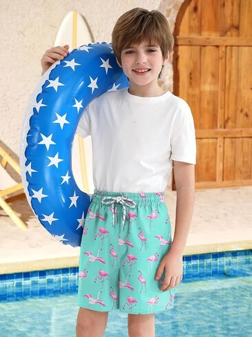 Boys Summer Beach Swim Trunks Compression Liner Adjustable Drawstring Board Shorts 6-16 Years in Saudi Arabia