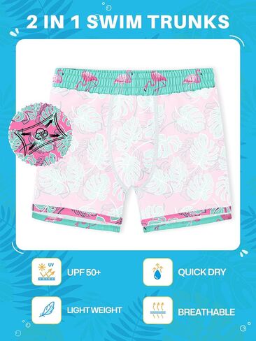 Boys Summer Beach Swim Trunks Compression Liner Adjustable Drawstring Board Shorts 6-16 Years in Saudi Arabia