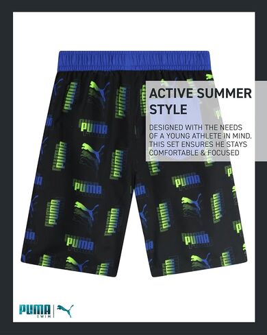 PUMA Boys Swim Trunks - Quick Dry Swimming Shorts with Pockets and Mesh Lining - Active Swimming Trunks for Boys in Saudi Arabia