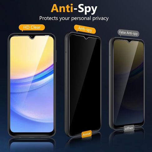 [2 Pack]Asstar for Privacy Screen Protector for Samsung Galaxy A25 5G 6.5",9H Shatterproof Tempered Glass Screen Protector for Samsung Galaxy A25 5G Case Friendly Accessories Military-Grade Protection in Kuwait