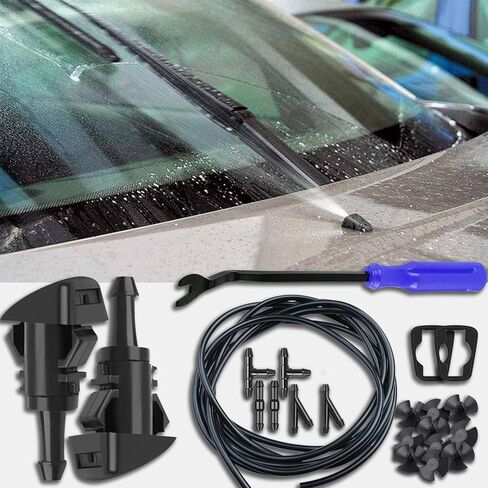 مجموعة خرطوم غسالة الزجاج الأمامي 22 قطعة ، خرطوم سائل الغسالة 4M ، موصلات خرطوم 6 أجزاء ، فوهات مروحة ، توصيل مضخة مياه السيارة والفهومات المناسبة لمعظم أنابيب سائل الزجاج الأمامي للسيارات (أداة RRD) in Kuwait
