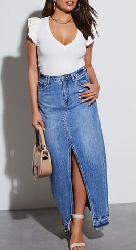 BONITEE Women Summer Ruffle Tops Sexy Deep V Neck Short Sleeve Shirts Trendy Casual Ribbed Slim Fitted Knit Tees Blouse in Saudi Arabia
