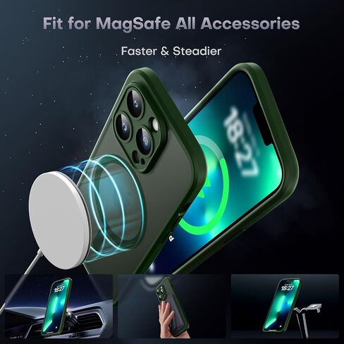 TOCOL 3 in 1 Magnetic for iPhone 13 Pro Max Case, Upgraded [Full Camera Protection] [Compatible with Magsafe] [13FT Military Grade Protection] Bumper for iPhone 13 Pro Max 6.7 Inch, Light Blue in Kuwait