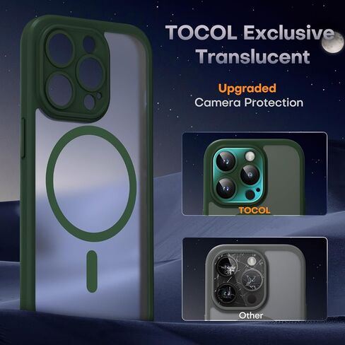 TOCOL 3 in 1 Magnetic for iPhone 13 Pro Max Case, Upgraded [Full Camera Protection] [Compatible with Magsafe] [13FT Military Grade Protection] Bumper for iPhone 13 Pro Max 6.7 Inch, Light Blue in Kuwait