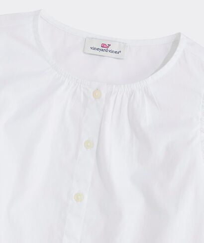 vineyard vines Girls' Poplin Ruffle Button Down Top in Saudi Arabia