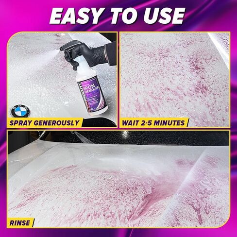 Iron Remover Car Detailing – Iron Decon Spray, Pulls Out Brake Dust, Rust & Fallout - Contaminant Removal for Car Paint & Wheels, pH Neutral Formula - 16 fl. oz. in Kuwait