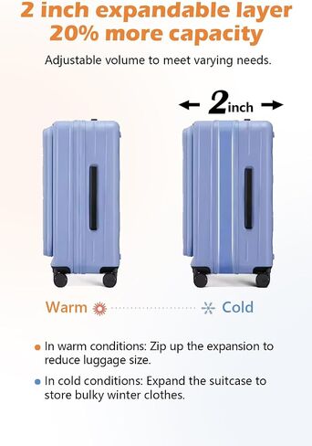 HotWay 24 Inch Expandable Checked Luggage with Cup Holder, Hardside TSA Approved Luggage with Spinner Wheels, Top Opening Suitcase For Travel, Black in Saudi Arabia