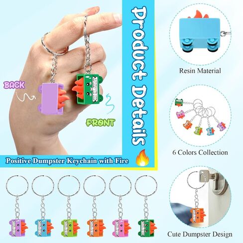54 Sets Emotional Support Dumpster Keychain with Fire Inspirational Graduation Employee Appreciation Gifts Bulk with Card (Cute Style) in Saudi Arabia