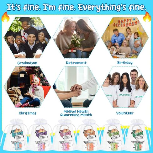 54 Sets Emotional Support Dumpster Keychain with Fire Inspirational Graduation Employee Appreciation Gifts Bulk with Card (Cute Style) in Saudi Arabia