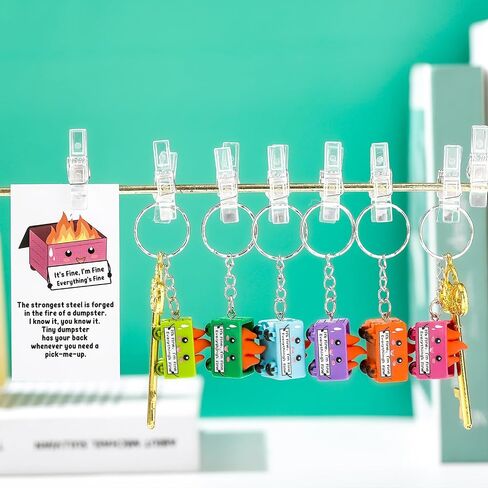 54 Sets Emotional Support Dumpster Keychain with Fire Inspirational Graduation Employee Appreciation Gifts Bulk with Card (Cute Style) in Saudi Arabia