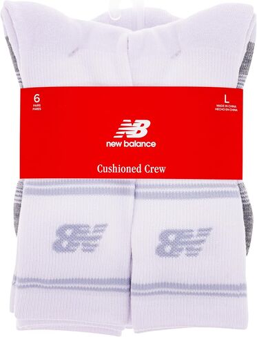 New Balance Performance Cushioned Crew Socks-6 & 12 Pairs-Moisture Wicking in Saudi Arabia
