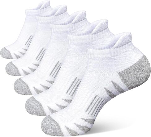 Men's Athletic Cushioned Cotton Socks Anti-blister Wicking Breathable Running Ankle Socks 5 Pairs in Kuwait