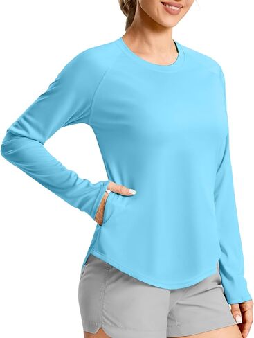 G Gradual Women's Rash Guard with Zip Pocket Long Sleeve UV Sun Protection Swim Shirts Lightweight Hiking Workout Tops in Saudi Arabia