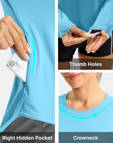 G Gradual Women's Rash Guard with Zip Pocket Long Sleeve UV Sun Protection Swim Shirts Lightweight Hiking Workout Tops in Saudi Arabia