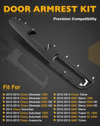 Door Armrest Repair Kit, Compatible with 2010-2014 Chevy Silverado Suburban Tahoe Avalanche, GMC Yukon Sierra, Front Left Driver Door Panel with Release Handle Above Armrest (27 inch), OE# 926740 in Saudi Arabia