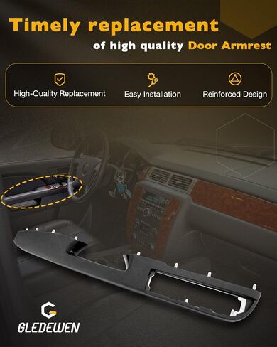 Door Armrest Repair Kit, Compatible with 2010-2014 Chevy Silverado Suburban Tahoe Avalanche, GMC Yukon Sierra, Front Left Driver Door Panel with Release Handle Above Armrest (27 inch), OE# 926740 in Saudi Arabia