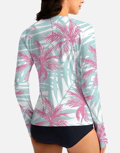 SANTINY Women's Rash Guard UPF50+ SPF Long Sleeve Swimsuits Top UV Sun Protection Swim Shirts for Woman with Zip in Kuwait