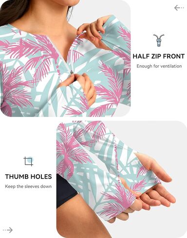 SANTINY Women's Rash Guard UPF50+ SPF Long Sleeve Swimsuits Top UV Sun Protection Swim Shirts for Woman with Zip in Kuwait