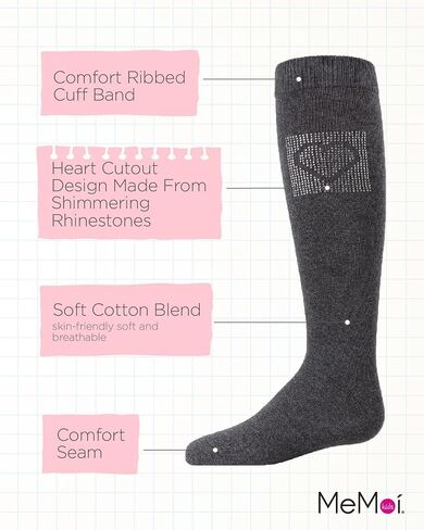 Memoi Rhinestone Girls Girls Knee High Cotton Socks in Kuwait