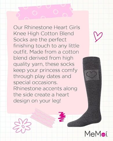 Memoi Rhinestone Girls Girls Knee High Cotton Socks in Kuwait