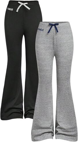 Girl's 2 Pack Letter Graphic Flare Leg Pants Leggings Bowknot مرنة بيلات الخصر in Kuwait