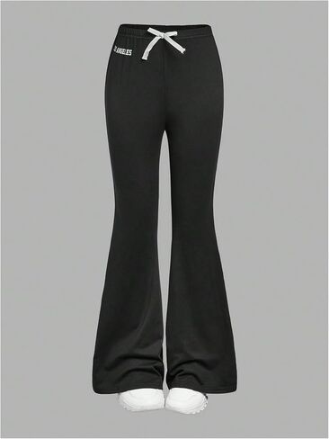 Girl's 2 Pack Letter Graphic Flare Leg Pants Leggings Bowknot مرنة بيلات الخصر in Kuwait