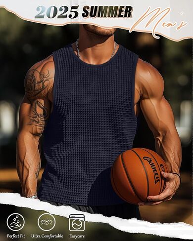 Riyiper 3 Pack Mens Big and Tall Tank Tops Waffle Knit Casual Sleeveless Shirts Plus Size Summer Muscle Tees in Saudi Arabia