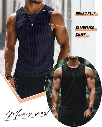 Riyiper 3 Pack Mens Big and Tall Tank Tops Waffle Knit Casual Sleeveless Shirts Plus Size Summer Muscle Tees in Saudi Arabia