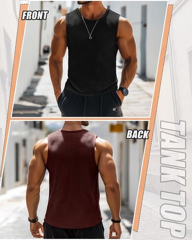 Riyiper 3 Pack Mens Big and Tall Tank Tops Waffle Knit Casual Sleeveless Shirts Plus Size Summer Muscle Tees in Saudi Arabia