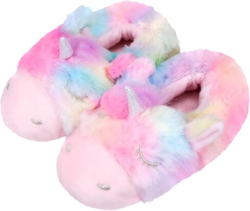 Girls Unicorn Slippers, Toddler No-Slip Cozy Soft House Slippers with Comfy Memory Foam House Shoes for Girls Bedroom Indoor Outdoor in Kuwait