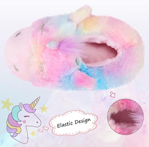 Girls Unicorn Slippers, Toddler No-Slip Cozy Soft House Slippers with Comfy Memory Foam House Shoes for Girls Bedroom Indoor Outdoor in Kuwait
