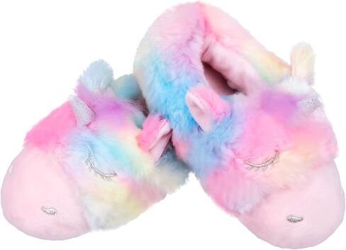 Girls Unicorn Slippers, Toddler No-Slip Cozy Soft House Slippers with Comfy Memory Foam House Shoes for Girls Bedroom Indoor Outdoor in Kuwait