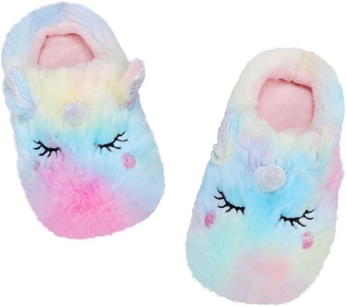 Girls Unicorn Slippers, Toddler No-Slip Cozy Soft House Slippers with Comfy Memory Foam House Shoes for Girls Bedroom Indoor Outdoor in Saudi Arabia